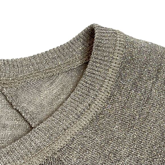 Loft crew neck metallic silver lightweight wool blend sweater size L - Picture 9 of 15